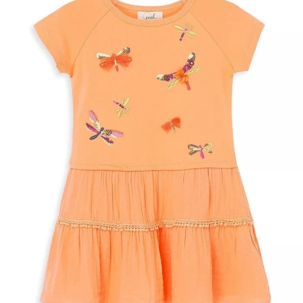 NWT Peek Dress with Sequin Butterfly & Dragonfly Accents